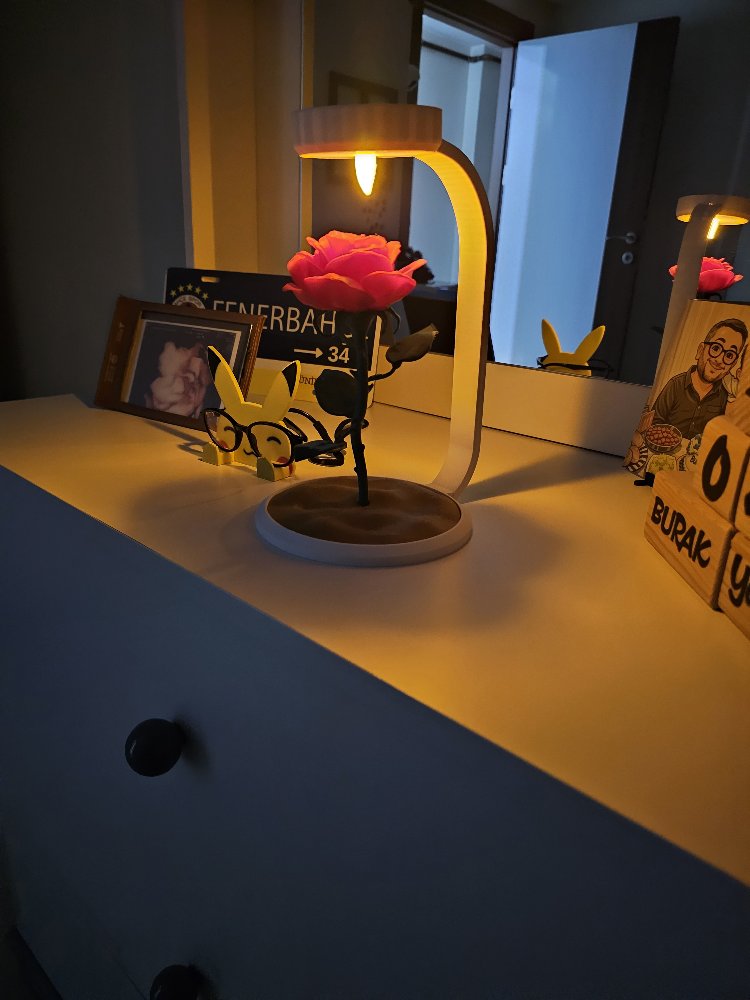 Standlı 3D Gül Lamba