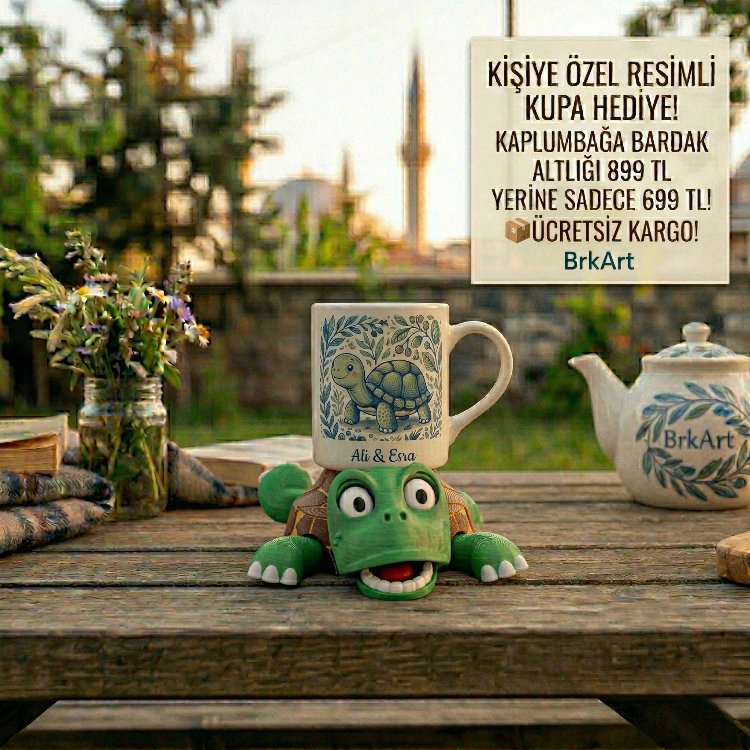 KAMPANYA BARDAK HEDİYE Şaşkın Kaplumbağa Bardak Altlığı