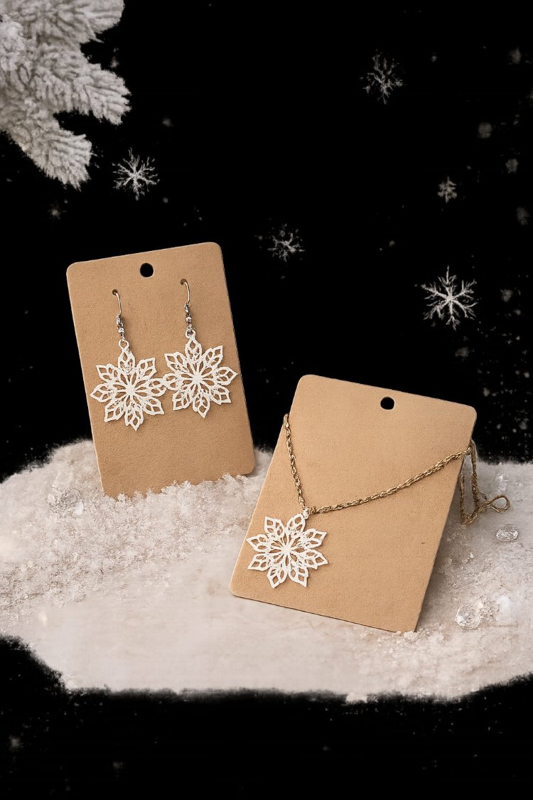 BrkArt 3D Jewelry - Özel Tasarım Kar Tanesi Kolye & Küpe Seti