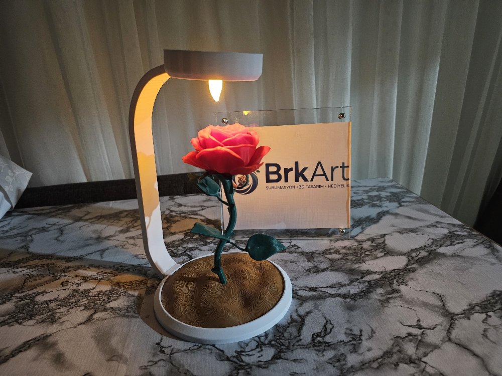 Standlı 3D Gül Lamba