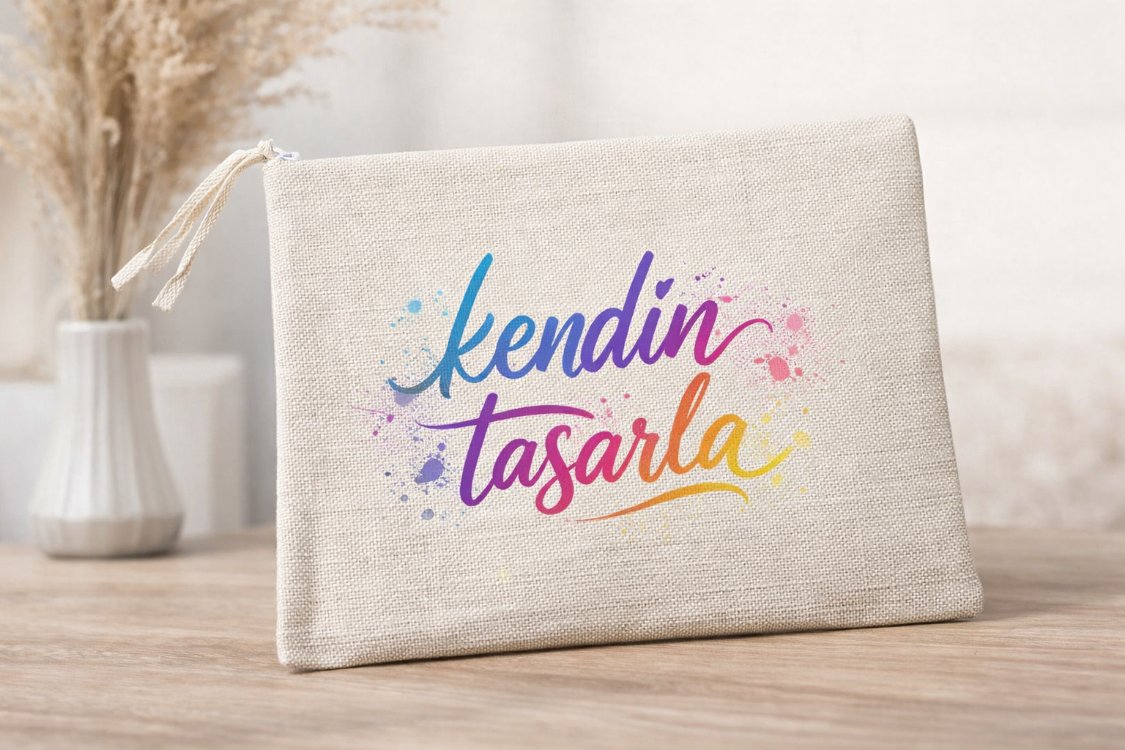 Kişiye Özel Keten Makyaj Çantası