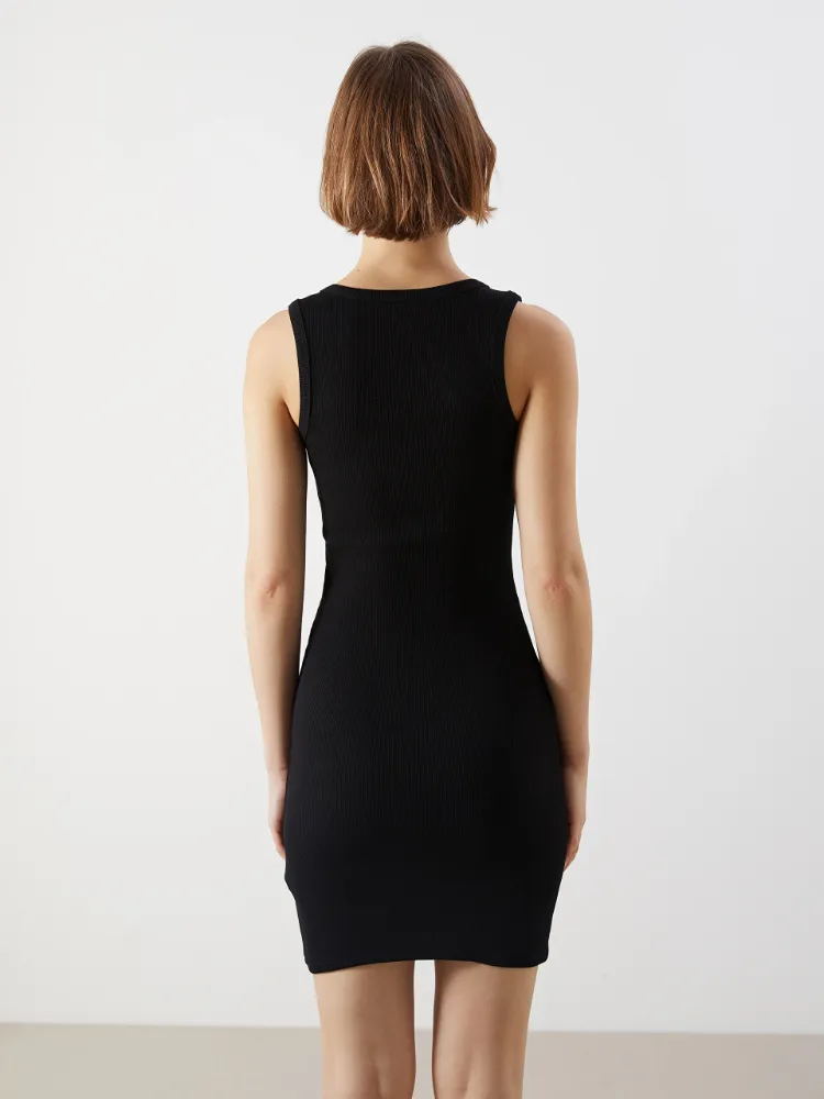 XSIDE Siyah U Yaka Bodycon Elbise