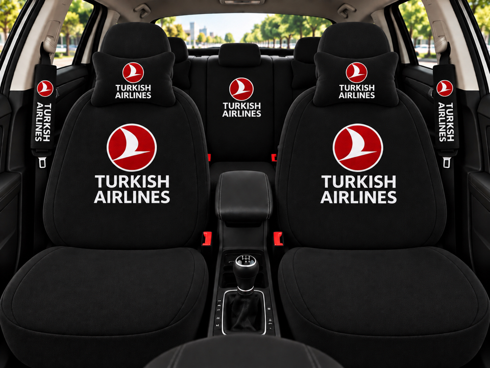 Turkısh airlans logolu 8 parça servis kılıfı siyah