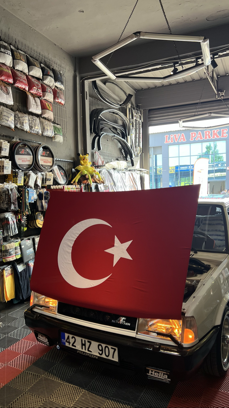 Türk bayrağı kaput için lastikli ipli Üniversal tüm araçlara uyar