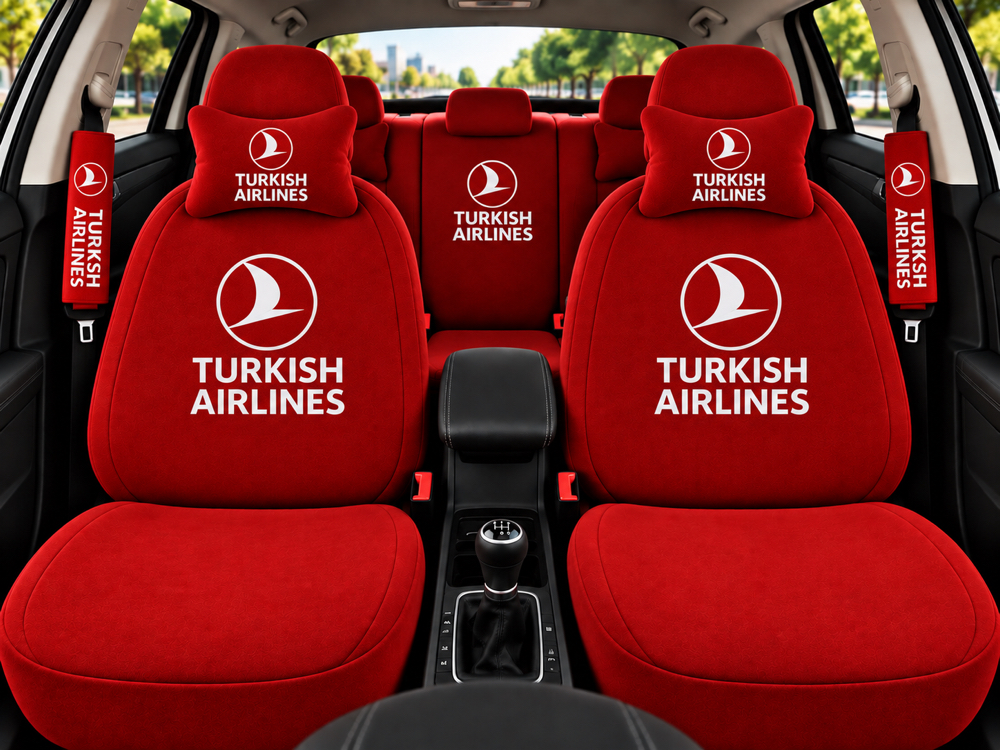 Turkısh airlans logolu 8 parça servis kılıfı kırmızı