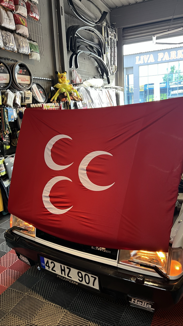 Üç hilal bayrak Kaput için lastikli ipli Üniversal tüm araçlara uyar