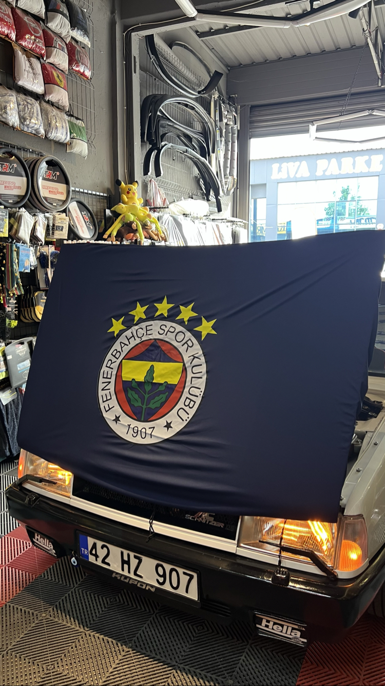 Fenerbahçe bayrağı kaput için lastikli ipli Üniversal tüm araçlara uyar