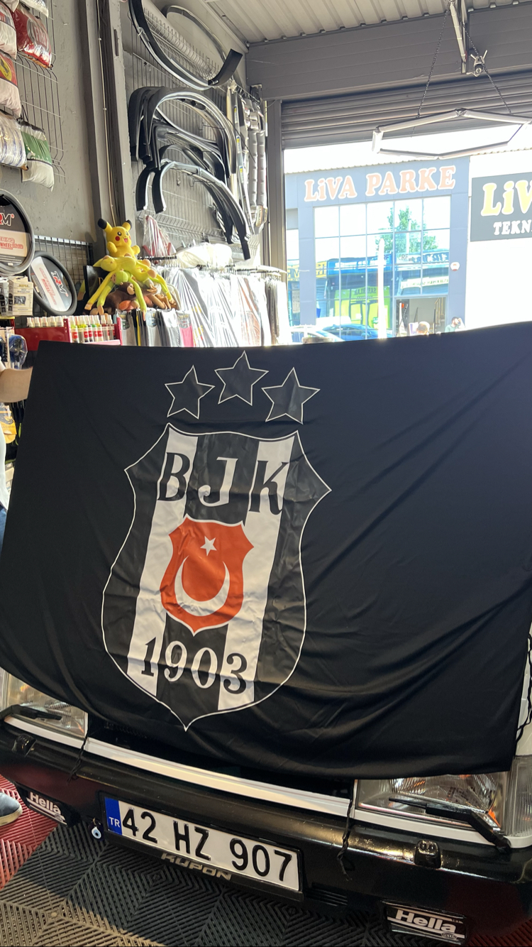 Beşiktaş bayrağı kaput için lastikli ipli Üniversal tüm araçlara uyar