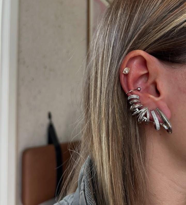Çoklu görünüm gümüş earcuff