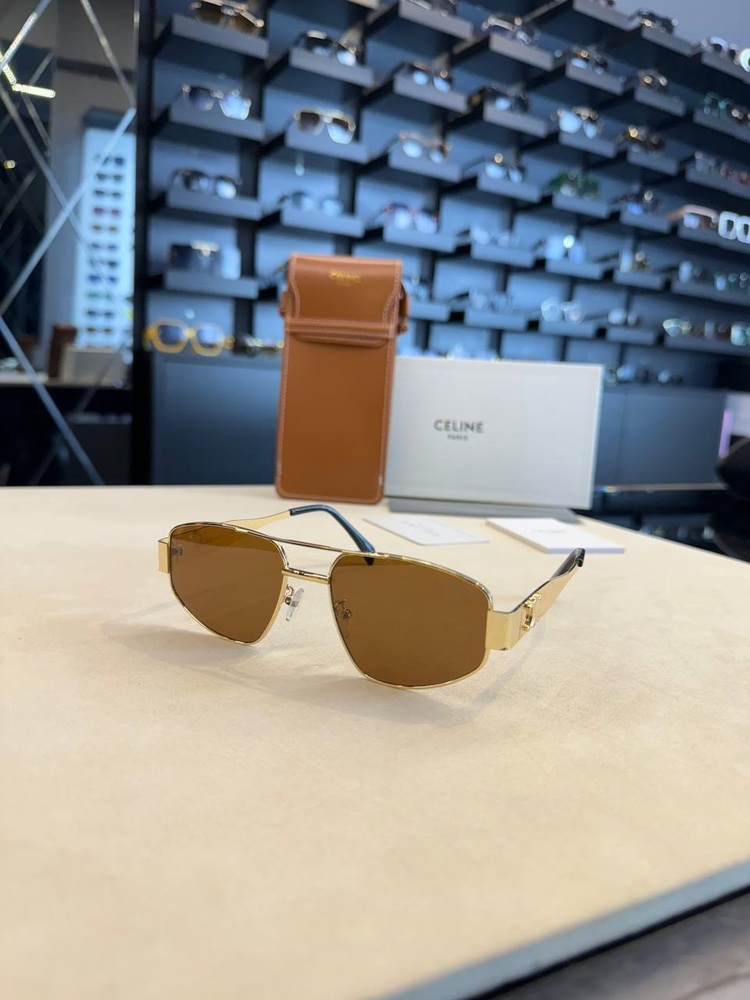Celine polarize kahverengi cam metal çerçeve güneş gözlüğü