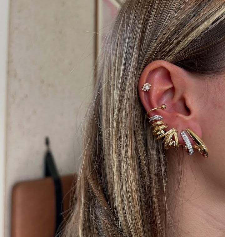 Çoklu görünüm gold earcuff 