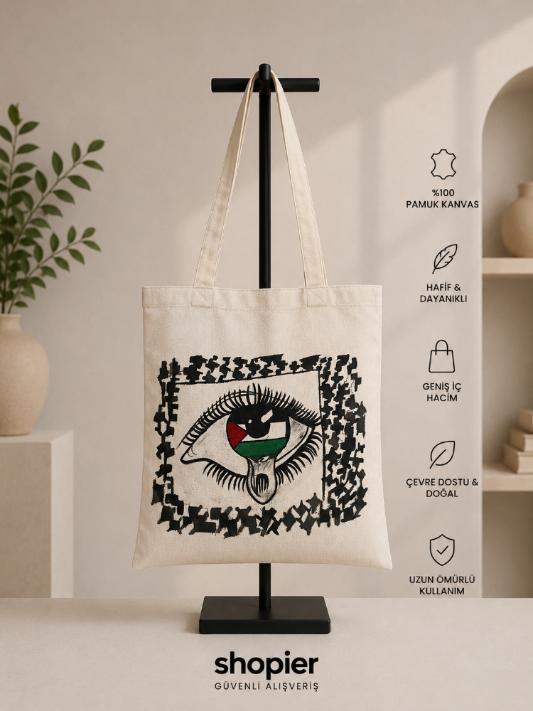 Filistin Göz Desenli Kanvas Bez Çanta