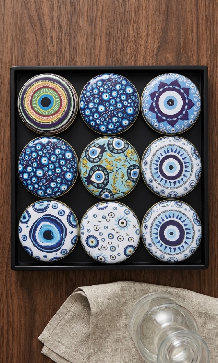 Sacred Mandala Nazar Boncuklu Teneke Kutu Soya Mum