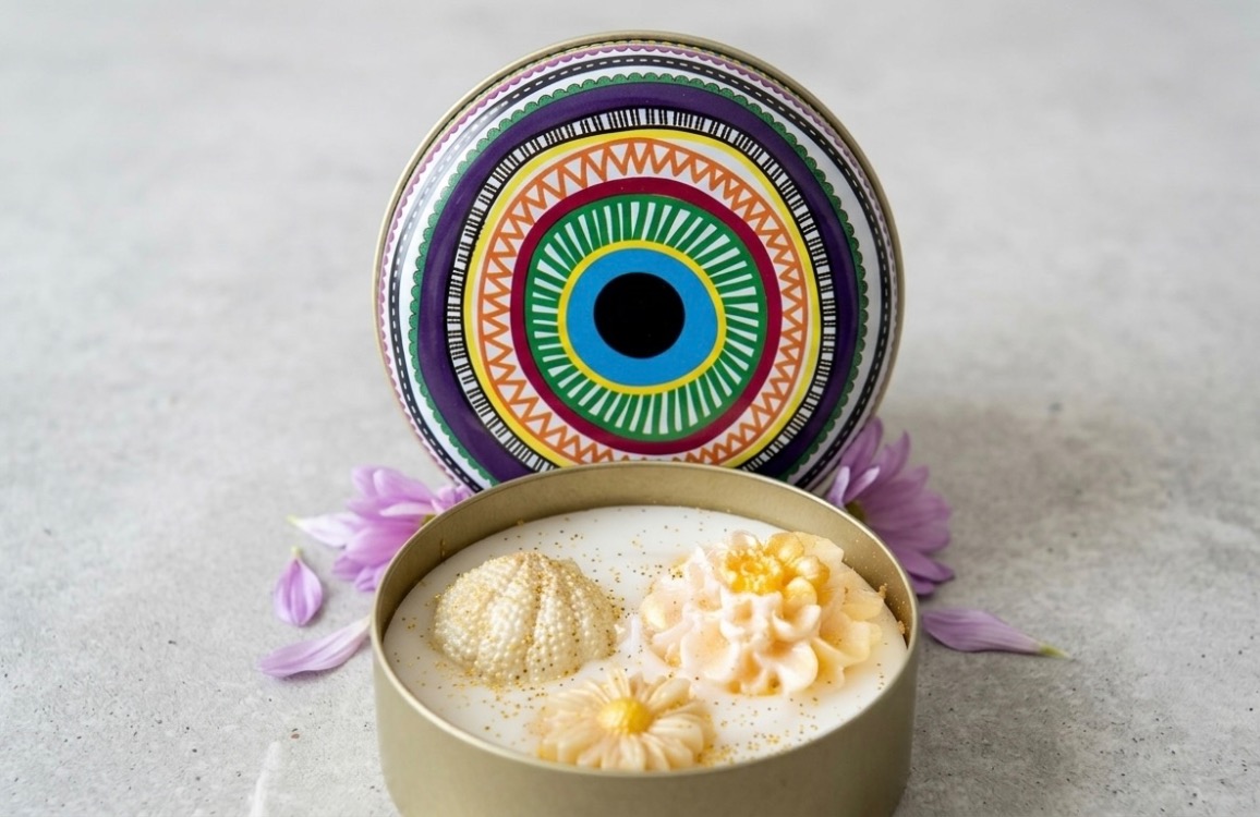 Sacred Mandala Nazar Boncuklu Teneke Kutu Soya Mum