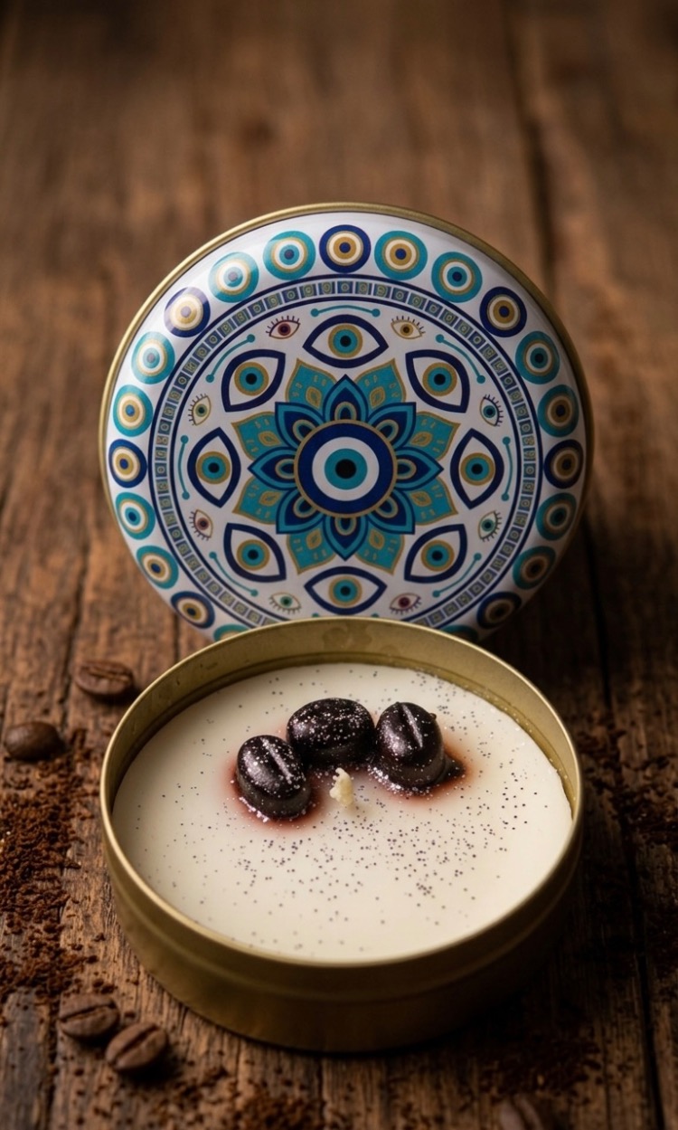 Spiced Mocha Nazar Boncuklu Teneke Kutu Soya Mum