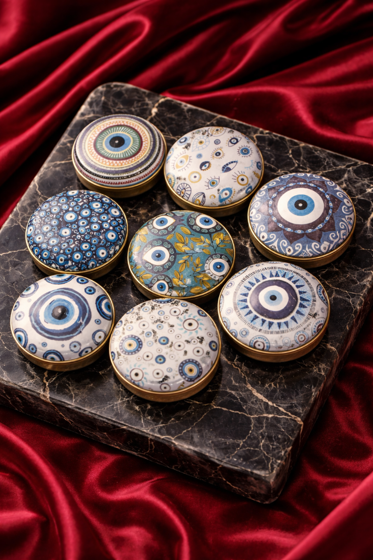 Sacred Mandala Nazar Boncuklu Teneke Kutu Soya Mum