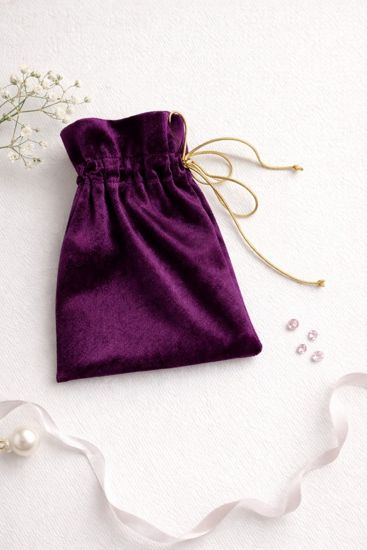 Amethyst Mini Kese 10x15 cm  Kadife Hediye & Takı Kesesi – Mor Şık Sunum