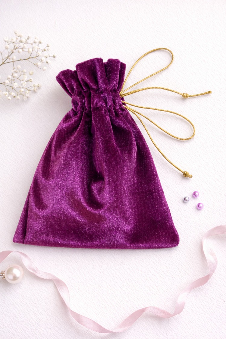 Amora Mini Kese 10x15 cm  Kadife Hediye & Takı Kesesi – Mor Şık Sunum