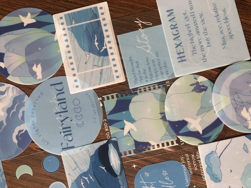Fairyland Dream Blue Pet Sticker Seti | Bullet Journal Malzemeleri