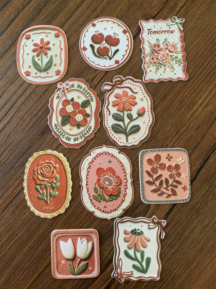 Floral Tags/Red Stickers