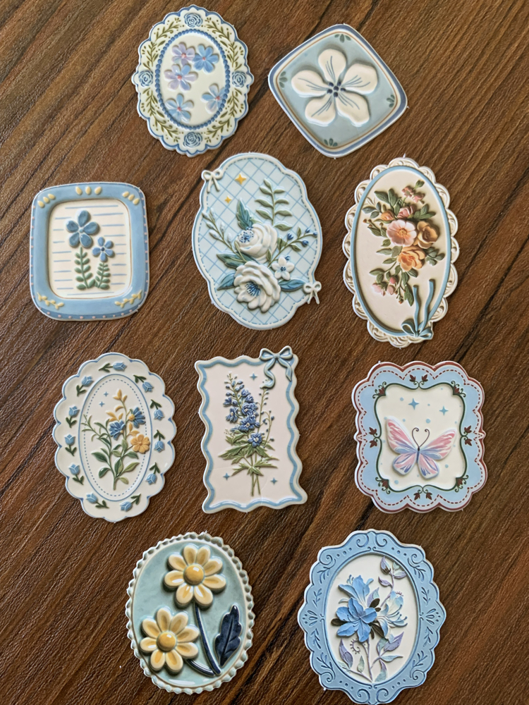 Floral Tags/Blue Stickers