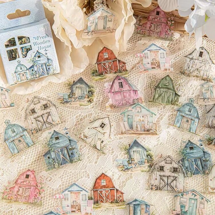 Lovely Whimsical Houses Pet Sticker Box
