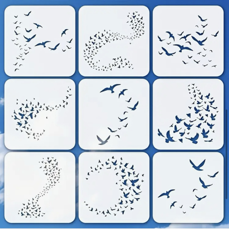 Flying Birds Stencils/ Büyük Boy