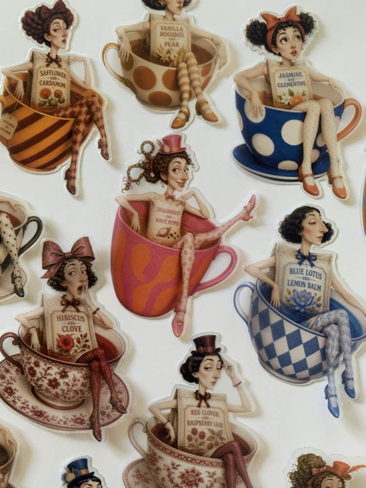 Whimsy Teacup Dolls Pet Sticker Seti
