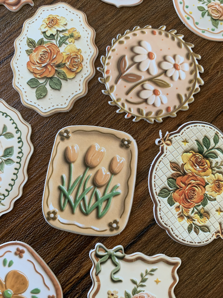 Floral Tags/Orange Stickers