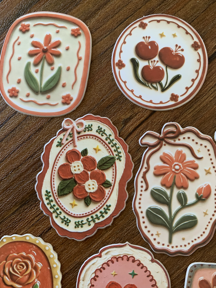 Floral Tags/Red Stickers