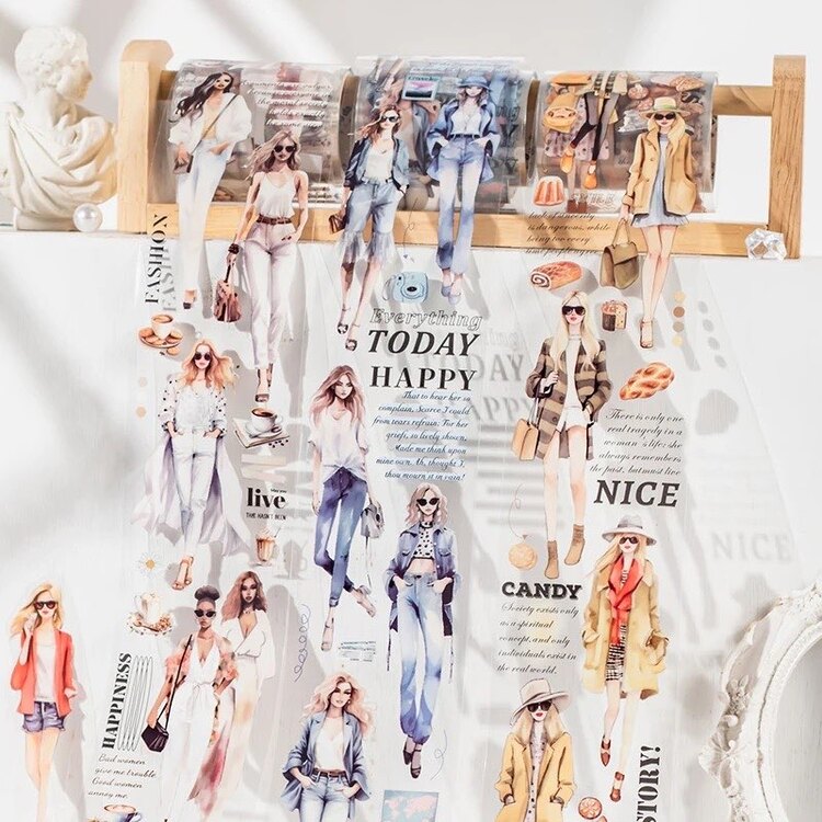 Spring Fashion Girls Pet Bantlar/1 döngü | Bullet Journal Malzemeleri
