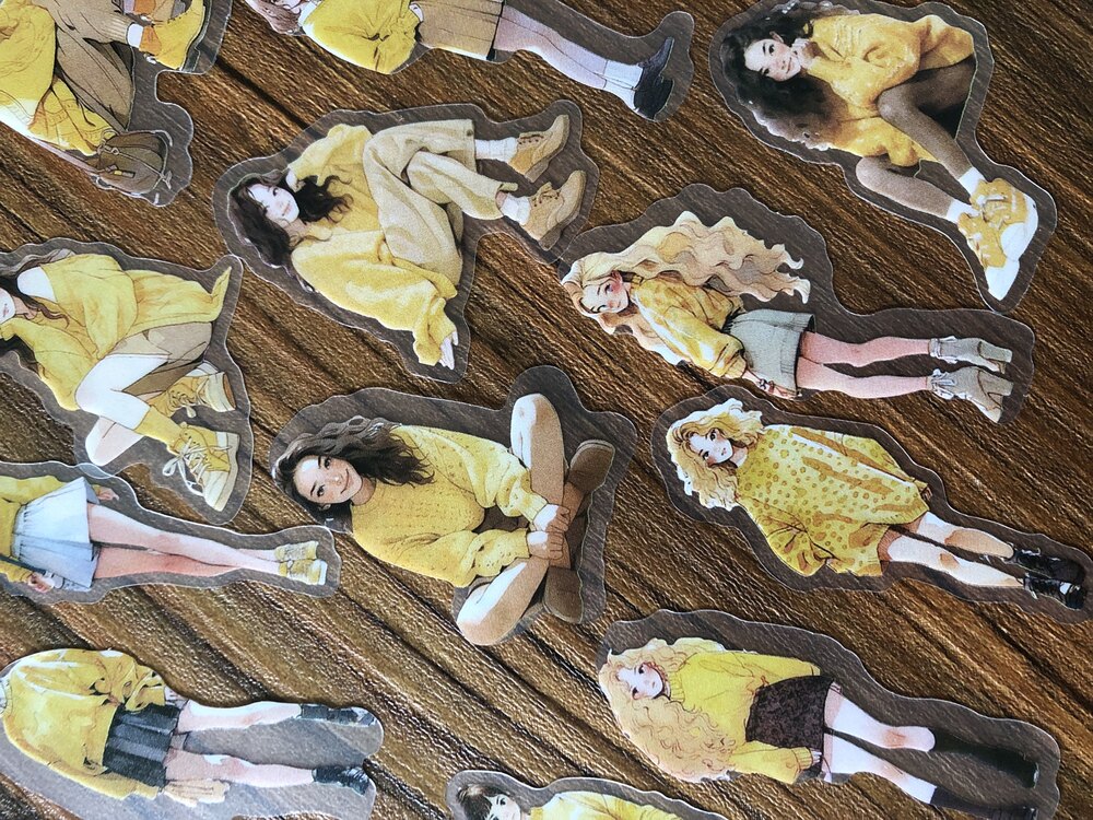 Girls in Yellow Pet Sticker Seti /Anime Series | Bullet Journal Malzemeleri