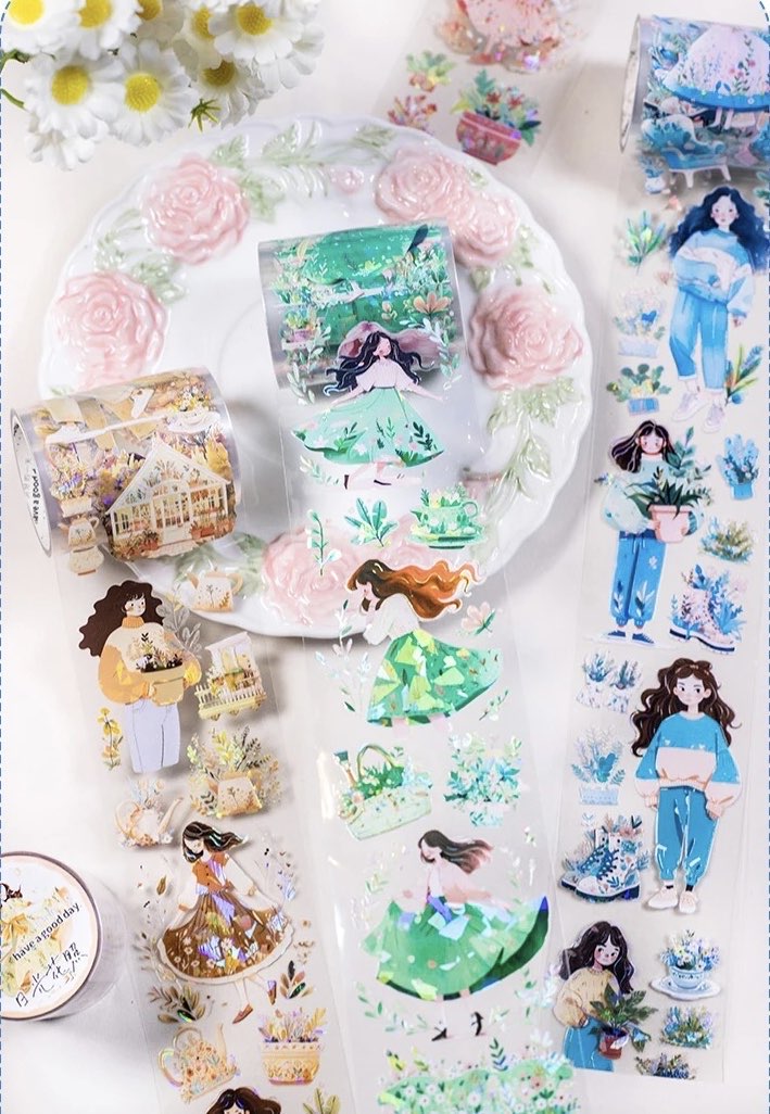 Sweet Floral Girls Holografik Pet Bantlar/1 döngü