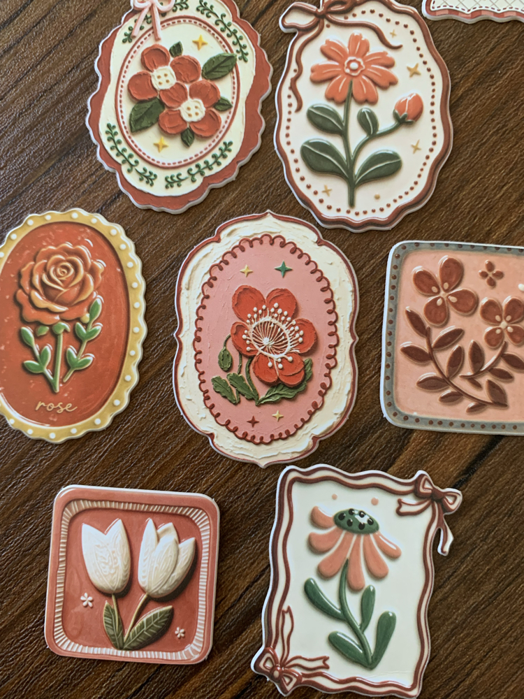 Floral Tags/Red Stickers