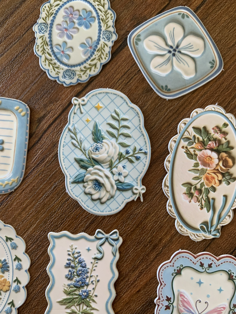 Floral Tags/Blue Stickers
