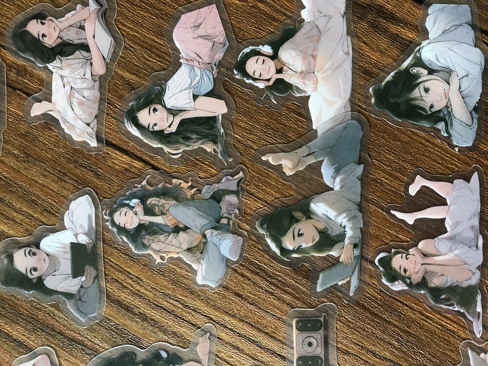 Girls at Home Pet Stickers/Anime Series | Bullet Journal Malzemeleri