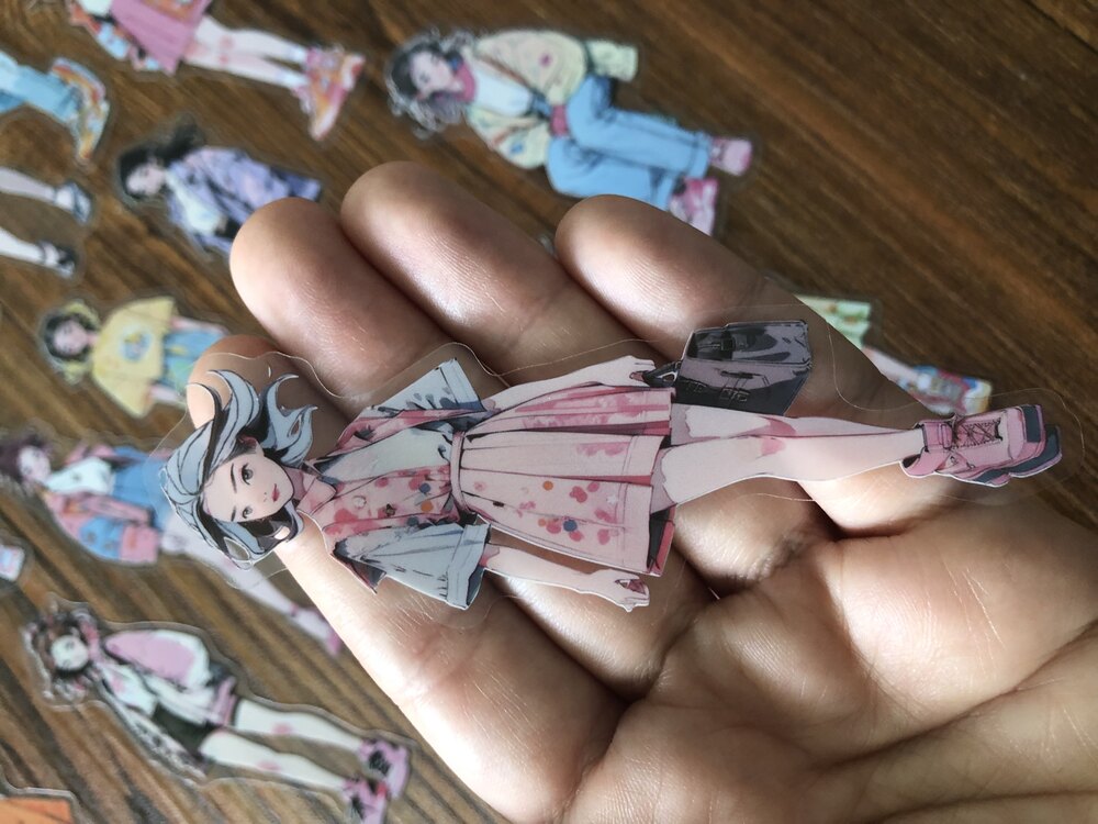 Colourful Girls Pet Stickers/Big Size | Bullet Journal Malzemeleri