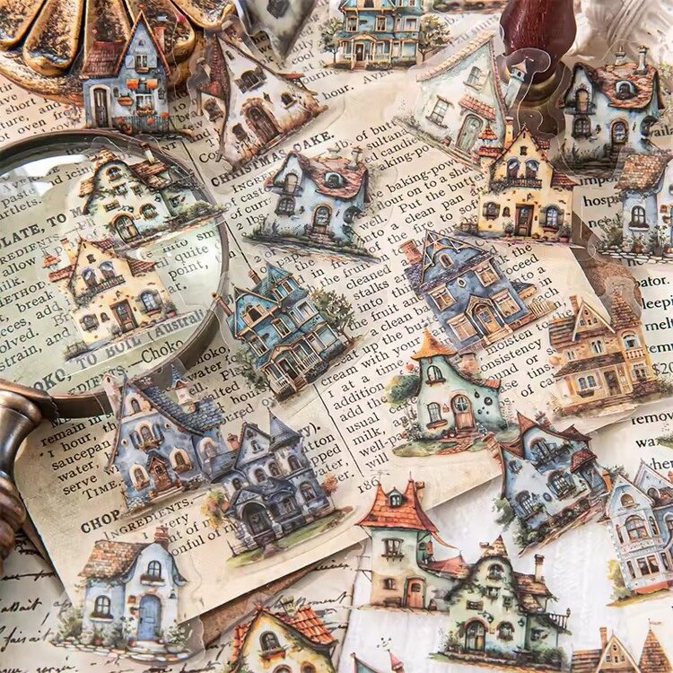 Lovely Whimsical Houses Pet Sticker Box