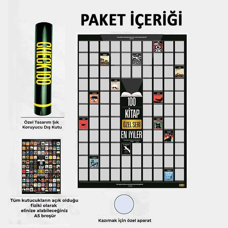 Sevgili ile Okunacak 100 Kitap - Aktivite Posteri Kazı Kazan