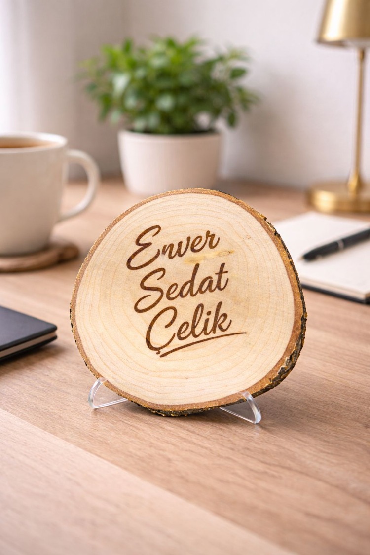 Kişiye Özel İsimli Ahşap Kütük Dekor – Lazer Kazıma 15-20 cm Hediye
