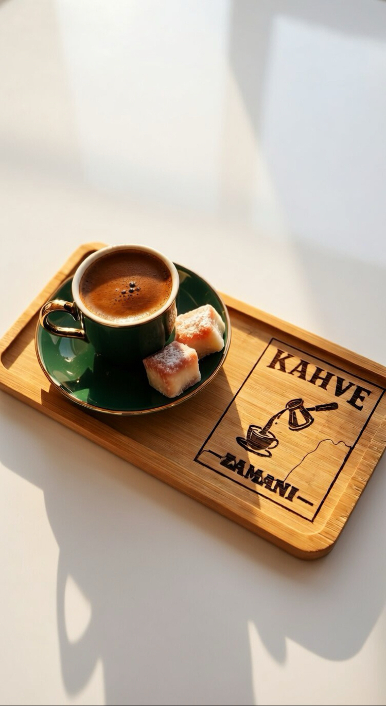 Kişiye Özel Çay Kahve Sunum Tepsisi Ahşap Kahve Tepsisi İsim Logo Yazılı