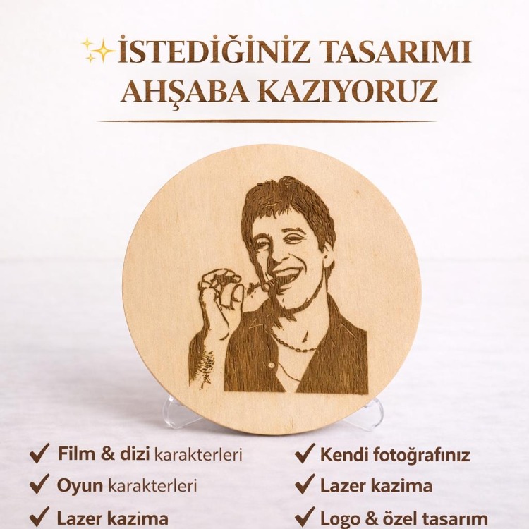 Kişiye Özel Fotoğraf Lazer Kazıma Ahşap Tablo – Fotoğraflı Masaüstü Dekor
