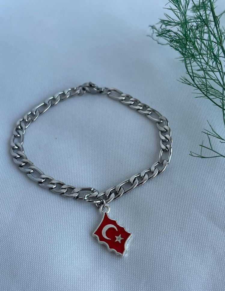 Çelik bileklik Türk bayrağı