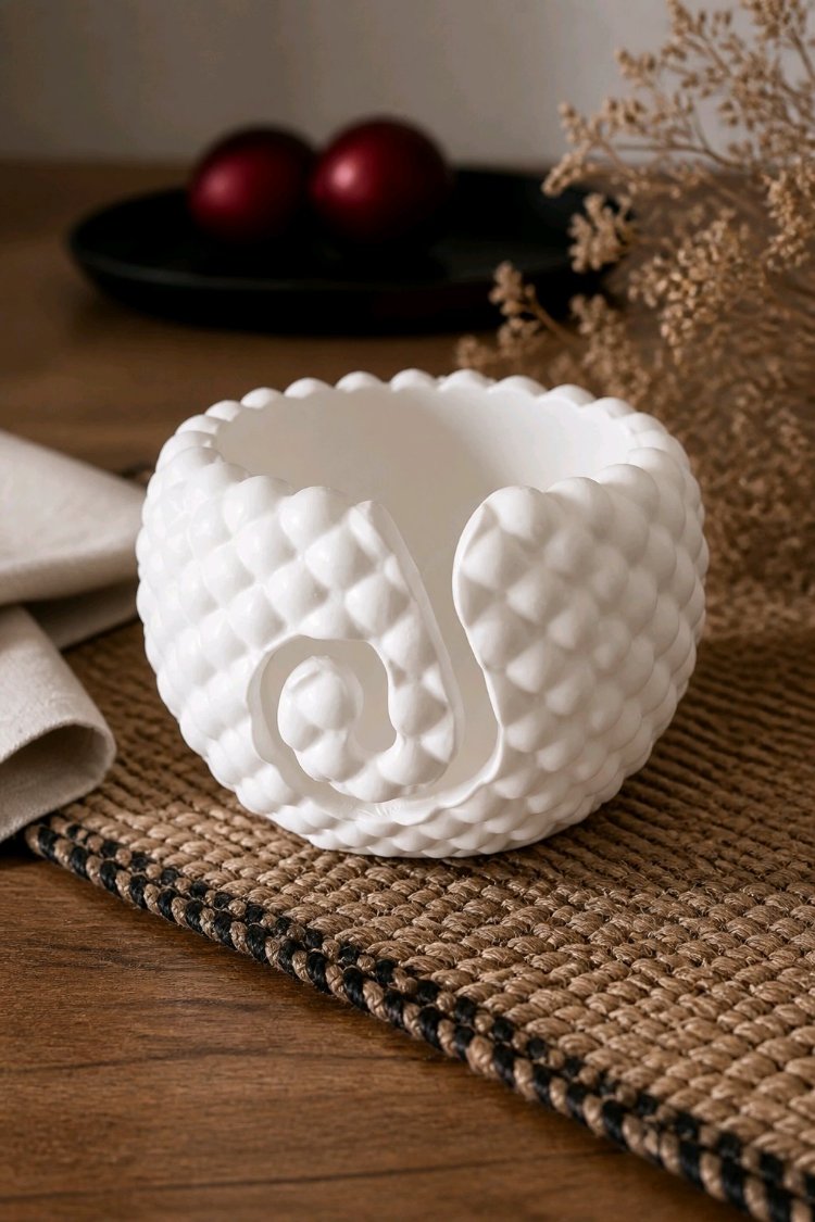 Pofuduk Kuzu Tasarım Örgü İp Kasesi - Sevimli Yarn Bowl