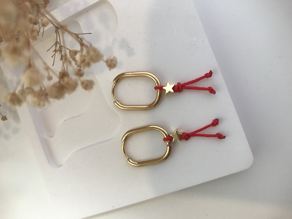 Kırmızı ipli Şans küpesi✨⭐️