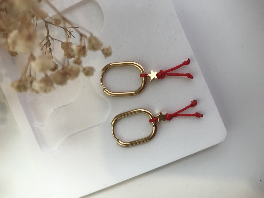 Kırmızı ipli Şans küpesi✨⭐️