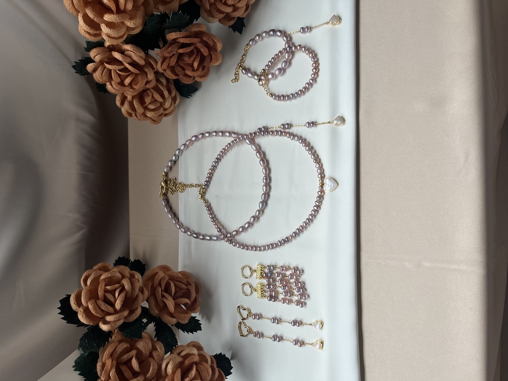 The Enamelled Shine Of Lavender Pearl Love No.2 Necklace