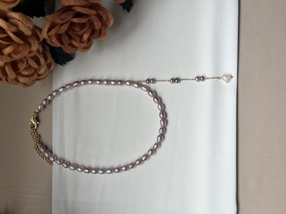 The Enamelled Shine Of Lavender Pearl Love No.2 Necklace