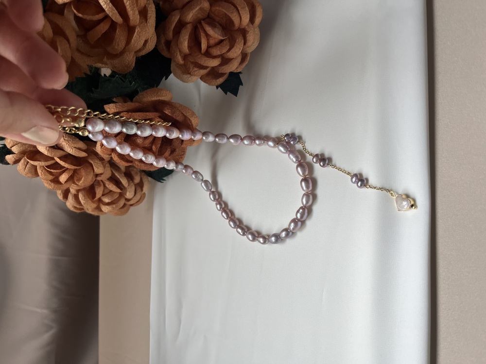 The Enamelled Shine Of Lavender Pearl Love No.2 Necklace