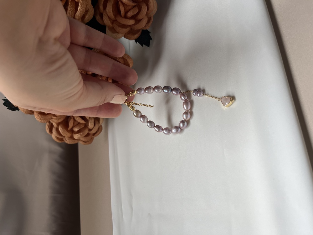 The Enamelled Shine Of Lavender Pearl Love Bracelet